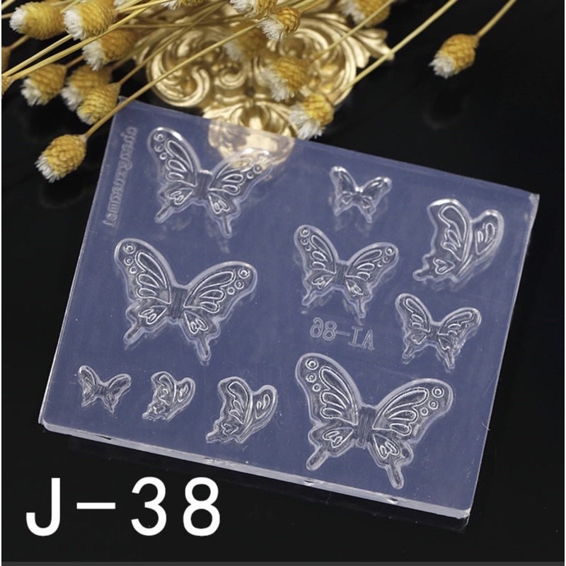 Khuôn Gấu-Mèo-Bướm silicon dẻo trang trí móng tay.