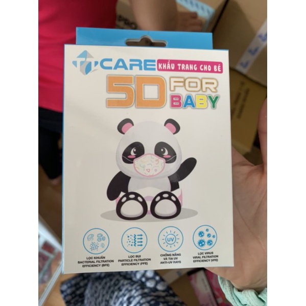 Combo 05 hôp 50 cái khẩu trang 5D TT CARE cho bé 1 đến 4 tuổi