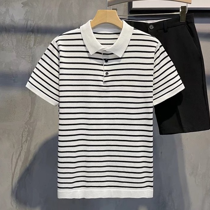 Áo Thun Polo Cổ Bẻ Họa Tiết Kẻ Sọc Đơn Giản Thời Trang Dành Cho Nam simple áo polo nam fashion áo phông rộng Hàn Quốc áo thun nam có cổ áo phông nam tay lỡ bigsize