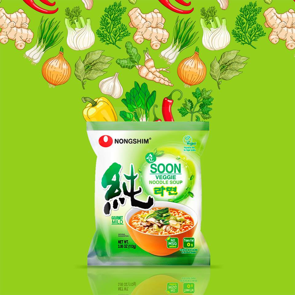 [Mã 154FMCGSALE giảm 8% đơn 500K] Lốc 5 Gói Mì chay Soon Veggie Nongshim 112g