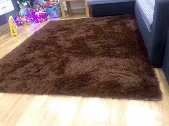 Thảm lông trải sàn phòng khách phòng ngủ decor bàn tròn trơn một màu , lông dài 4.5cm hàng nhập khẩu