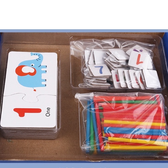 Đồ Chơi Toán Học Montessori - Bộ Thẻ Học Ghép Số Kèm Que Tính Giúp Bé Học Đếm,Tư Duy