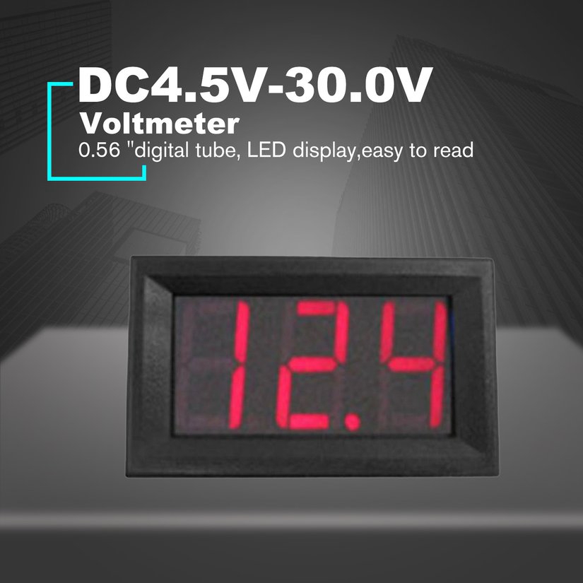 Vôn kế màn hình kỹ thuật số DC4.5V-30.0V 0.56in 2 dây chuyên dụng cho xe hơi