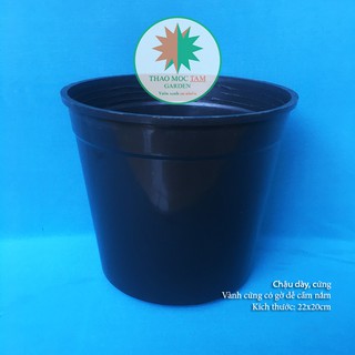 Chậu nhựa cứng 22x20cm (Đen bóng) – Chậu nhựa cứng, dày thích hơp trồng hoa hồng, cây hoa, cây kiểng