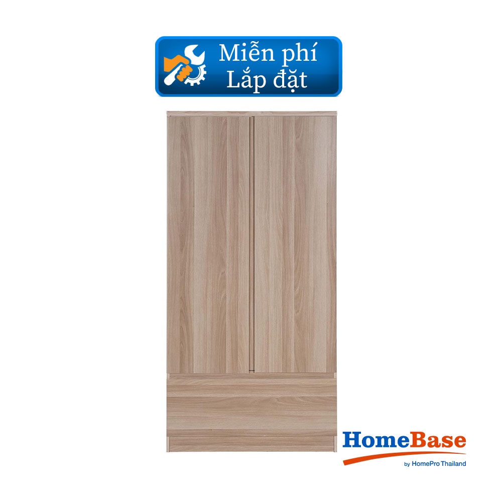 HomeBase FURDINI Tủ quần áo bằng MDF có ngăn kéo và thanh treo quần áo Thái Lan W90xH180xD55cm màu gỗ sồi trắng