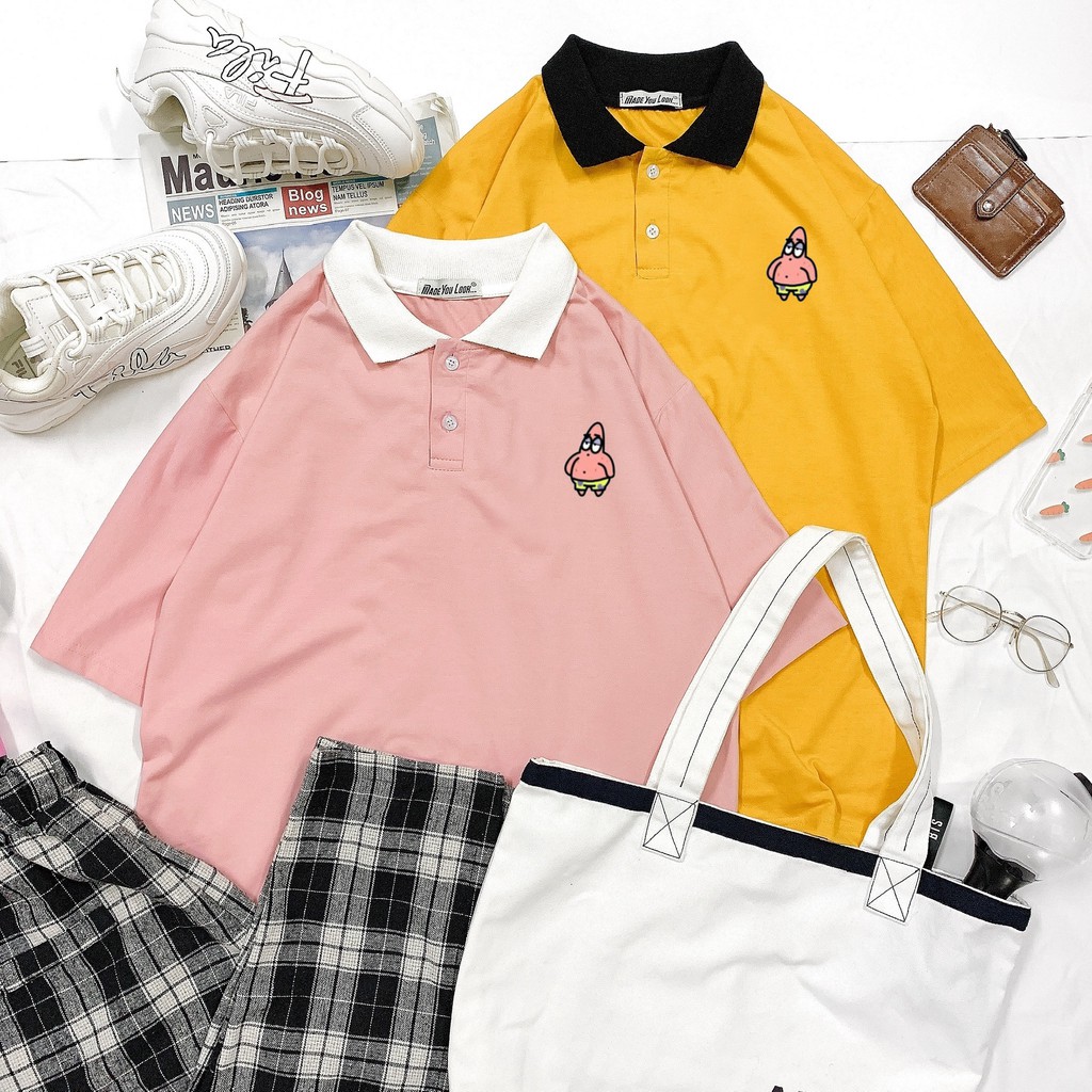 Áo thun Polo tay lỡ 🧀 BABY PATRICK 🧀 phông Unisex nam nữ tee oversize form rộng pull Ulzzang Streetwear Hàn Quốc vải mềm