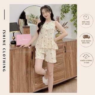 Bộ đồ ngủ mặc nhà đồ ngủ nữ chất đũi mềm mại thoáng mát thấm mồ hôi c02
