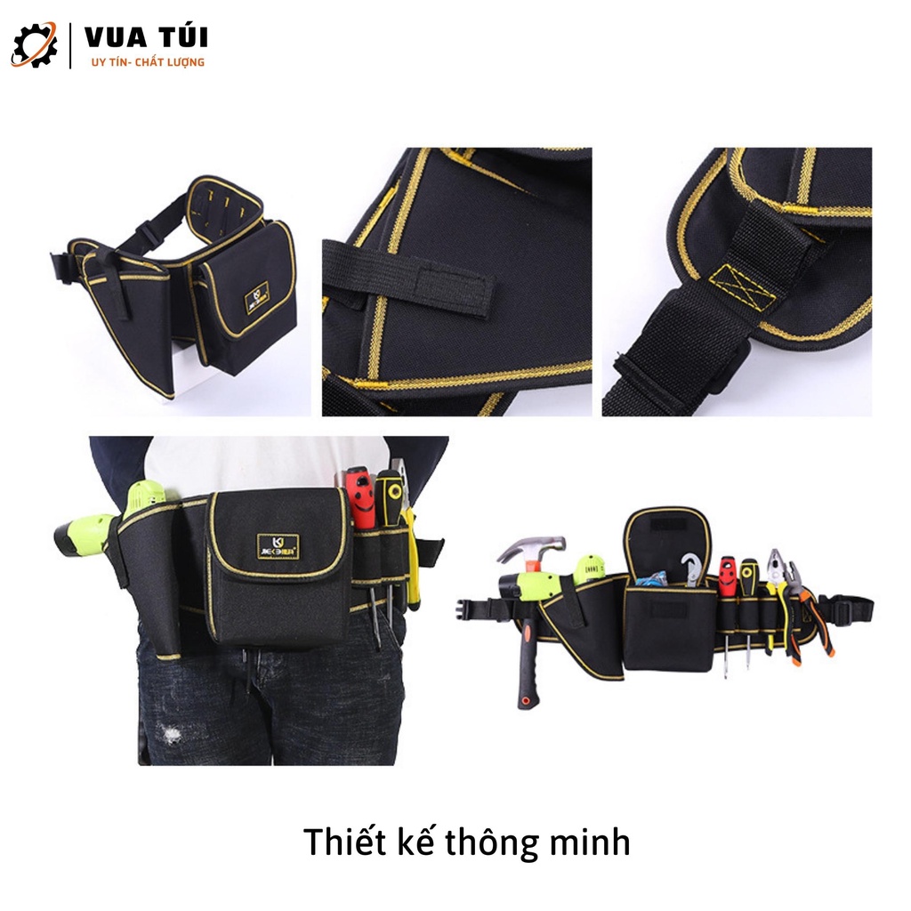 Đai kỹ thuật đeo hông đựng đồ nghề cơ khí màu đen chống thấm nước VUATUI