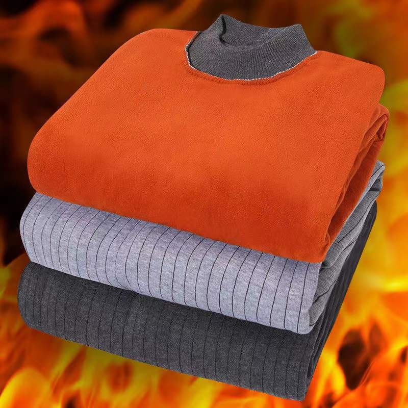 Bộ Quần Áo Lót Giữ Nhiệt Giữ Ấm Lưng Cao Dáng Rộng Bằng Vải Cotton Lót Nhung Dày Dặn Thời Trang Thu Đông Cho Đàn Ông Trung Niên