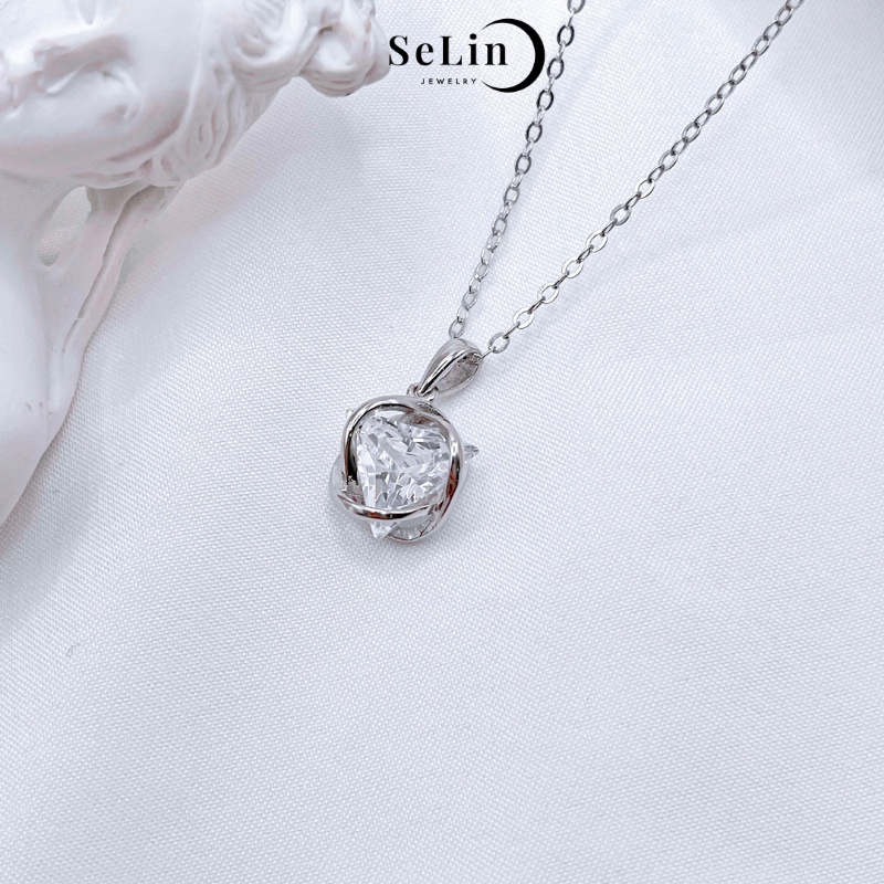 Vòng cổ bạc, dây chuyền bạc nữ đính đá Zircon hình tam giác bắt sáng tinh xảo Galaxy's eyes SELIN JEWELRY