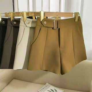 Quần đùi nữ lưng cao - Quần short nữ cạp cao đai có cúc bấm siêu xinh