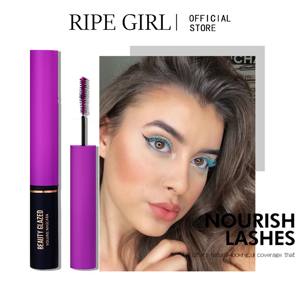 Mascara chải lông mi RIPE GIRL làm dày siêu mềm mịn nhiều màu sắc tùy chọn chống thấm nước và mồ hôi không bị nhòe