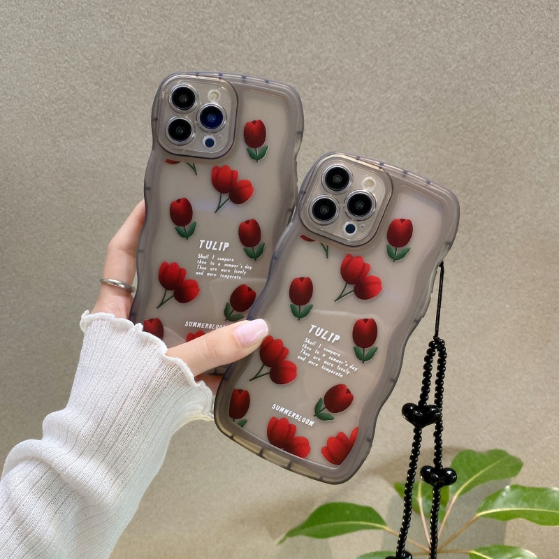 Ốp Điện Thoại Chống Sốc Họa Tiết Hoa Hồng Viền Cong Cho iPhone 14 13 12 11 Pro Max XS XR X 8 7 Plus + SE 2020