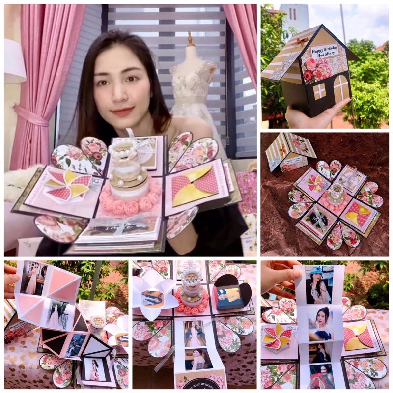 Love box - Hộp quà ảnh Handmade dáng nắp mái nhà size 11cm định lượng 350gsm -Thiết kế theo yêu cầu ( bao in ảnh)