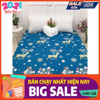 Ga bọc giường bo chun cotton poly họa tiết nai vàng