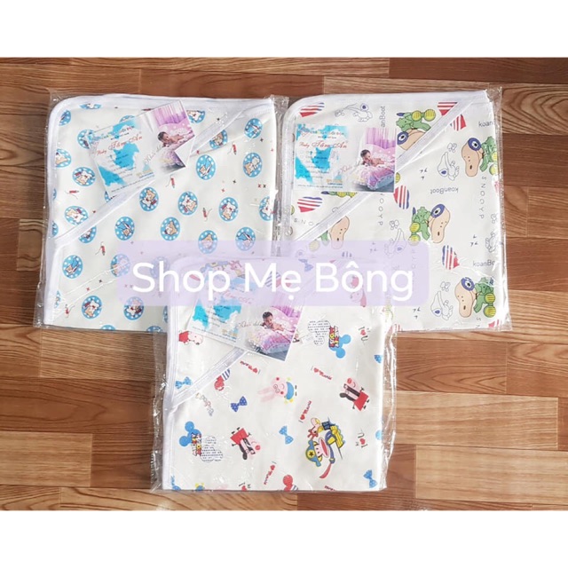 Chăn ủ hè cotton 2 lớp kèm mũ cho bé