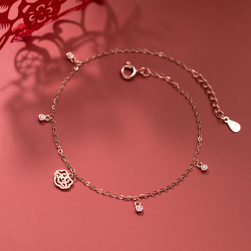 Lắc Chân Bạc 925 Đính Đá Kim Cương Phong Cách Retro Đơn Giản Cho Nữ S4455 | BigBuy360 - bigbuy360.vn