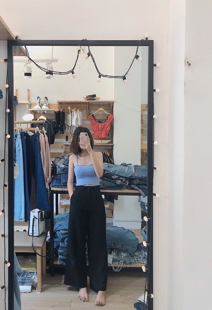 QUẦN ỐNG RỘNG MỘT NÚT LƯNG CAO CÓ SIZE ĐẠI (KÈM VIDEO HÌNH THẬT)
