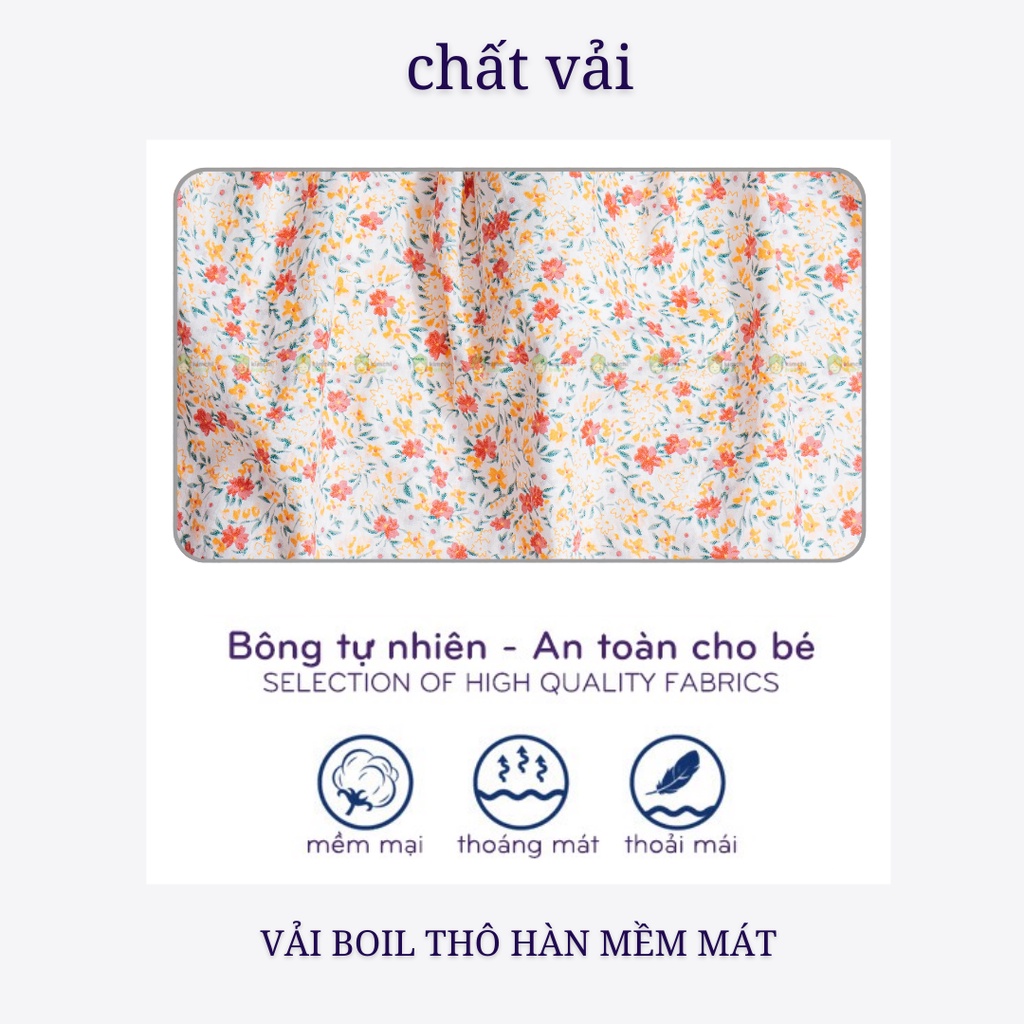 Váy Yếm Bé Gái Vải Thô Mềm Mịn Hoạ Tiết Hoa Nhí Kèm Áo, Set Đồ Cho Bé Mặc Đi Chơi CK12