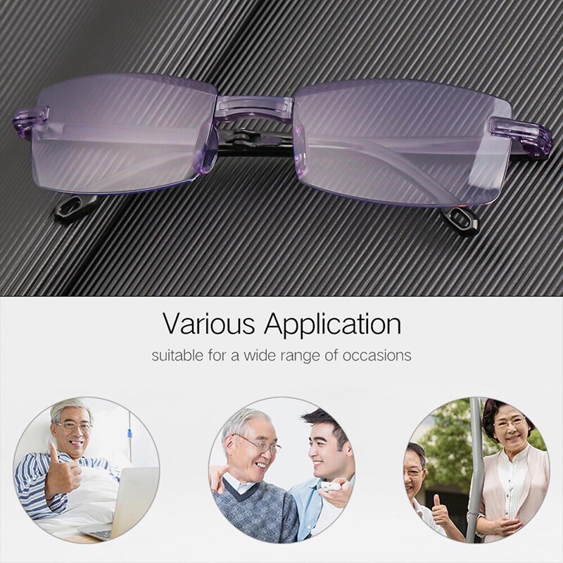 Kính Đọc Sách Không Gọng Gấp Gọn Được Với Hộp Đựng Kim Cương Chống Ánh Sáng Xanh + 1.0 + 1.5 + 2.0 + 2.5 + 3.0 + 3.5 + 4.0