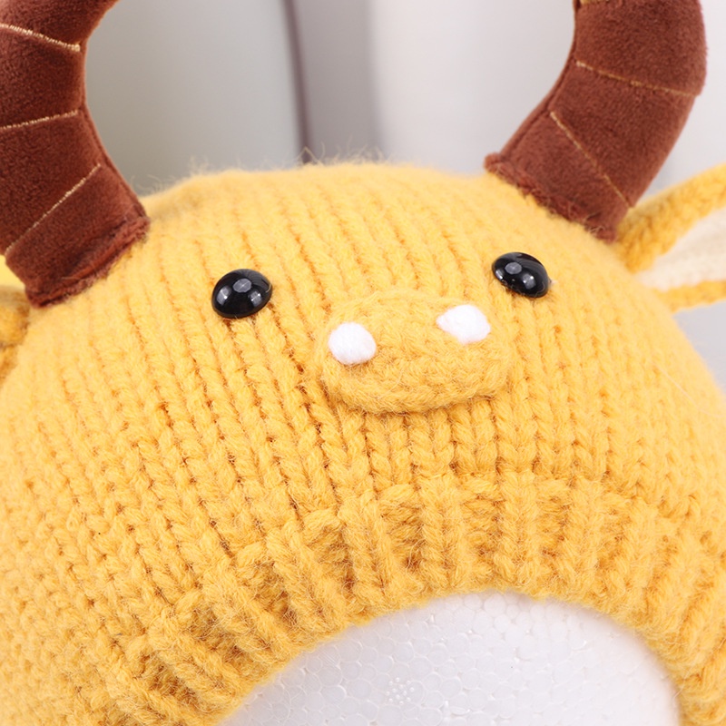 Mũ beanie dệt kim mềm mại giữ ấm tai thời trang thu đông cho bé