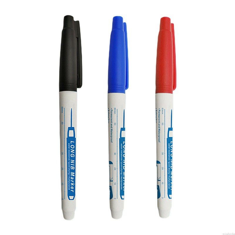 3 Bút đánh dấu vĩnh viễn lỗ sâu nhiều màu sắc đầu dài chống thấm nước