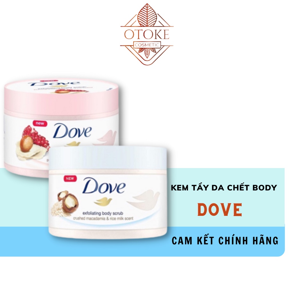 Tẩy tế bào chết Dove chăm sóc da chiết xuất bơ hạt mỡ và hạt lựu Bản Đức 298g