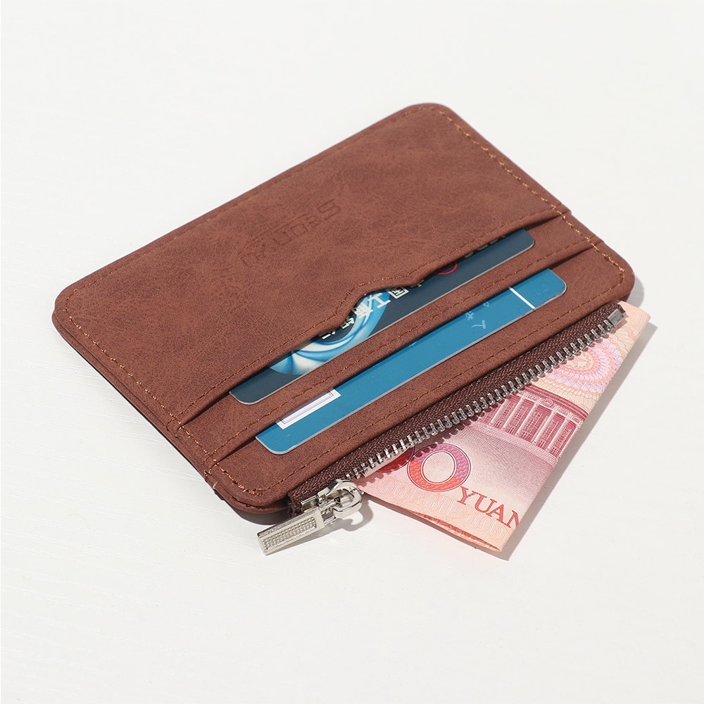 Ví da PU mini nhiều ngăn đựng thẻ/tiền xu/danh thiếp phong cách retro cho nam