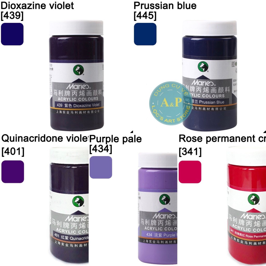 [Lộc'sArtStore] Màu Acrylic Marie's hủ 300ml (Tông Nóng)