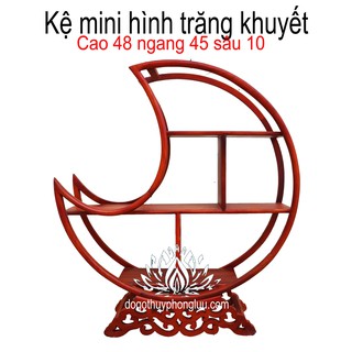 Kệ mini gia dụng gỗ gõ hình trăng khuyết cao 48 ngang 42
