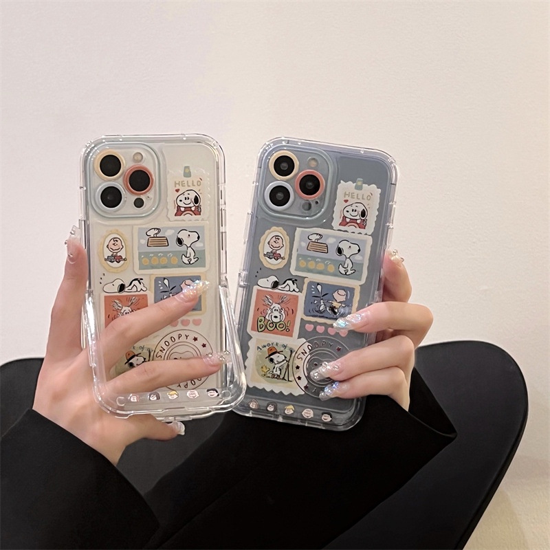 Ốp Điện Thoại Trong Suốt Họa Tiết Hoạt Hình Có Giá Đỡ Cho iPhone 14 13 12 11 Pro