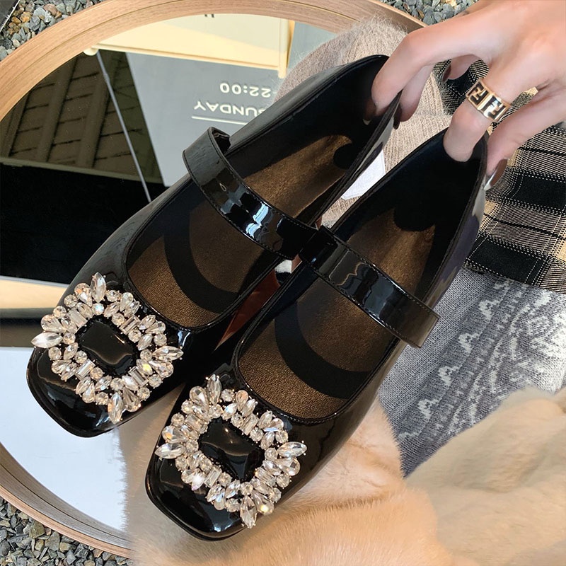 Big Size 35-42 Giày Cao Gót Nữ Mary Jane đế vuông đế cao 2.5cm XIELUAIZTA