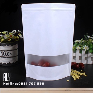 Túi zip kraft 12x20 trắng cửa sổ tràn viền - siêu dày chống thấm _aly
