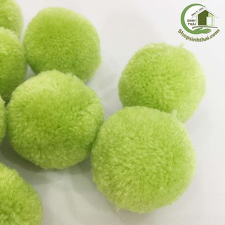 Ba cục bông len tròn 3cm - màu xanh lá