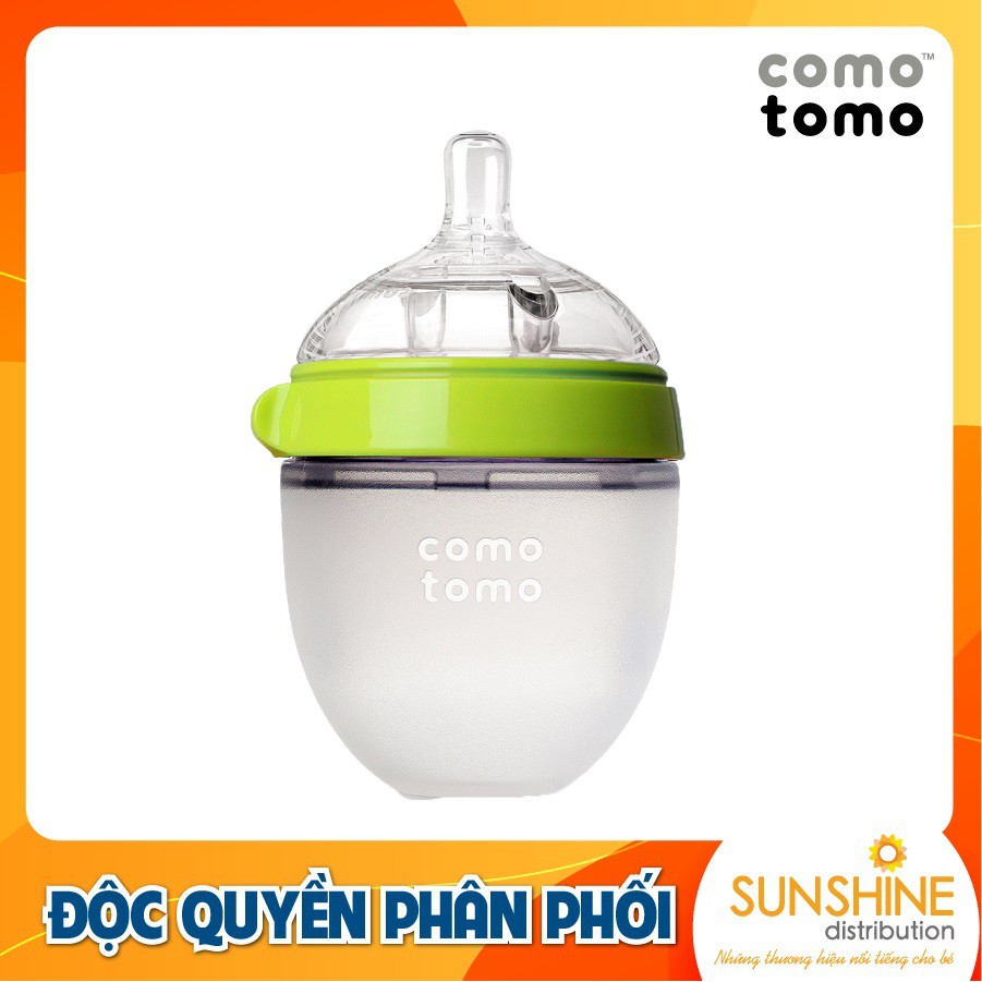 Bình sữa Comotomo Mỹ 150ml chất liệu silicone cao cấp, mềm mại như ti mẹ màu xanh, hồng