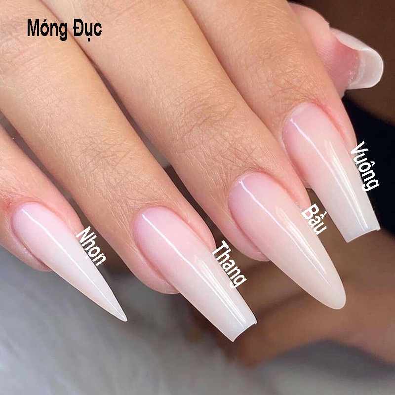 Móng úp tay giả đủ phom vuông thang nhọn bầu HSM chính hãng nhám đục trong chuẩn size Hàn Quốc nail 500 móng