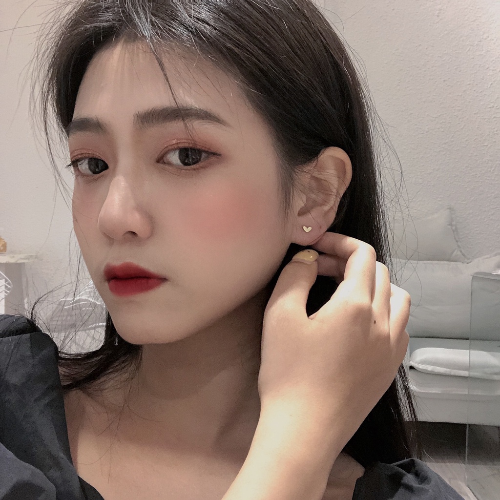 Hoa Tai Mạ Bạc Hình Trái Tim Xinh Xắn Cho Nữ