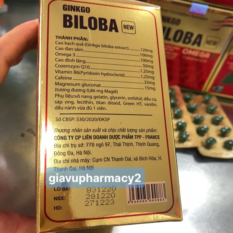 Viên bổ não Ginko Biloba TPP- FRANCE Hàng Chuẩn 100 viên