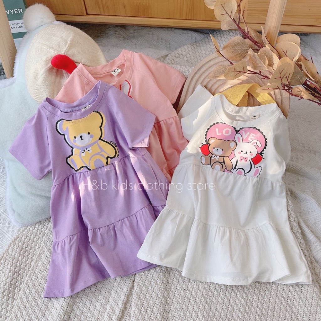 Váy cho bé gái V07 size từ 8 – 18kg, đầm bé gái chất cotton co giãn 4 chiều siêu thoải mái, dễ thương