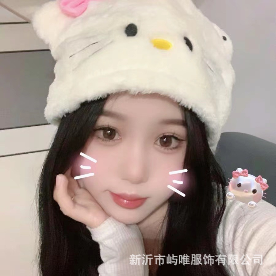 Mũ Trùm Đầu Hình Mèo Hello Kitty Dễ Thương Thời Trang Thu Đông Cho Nữ