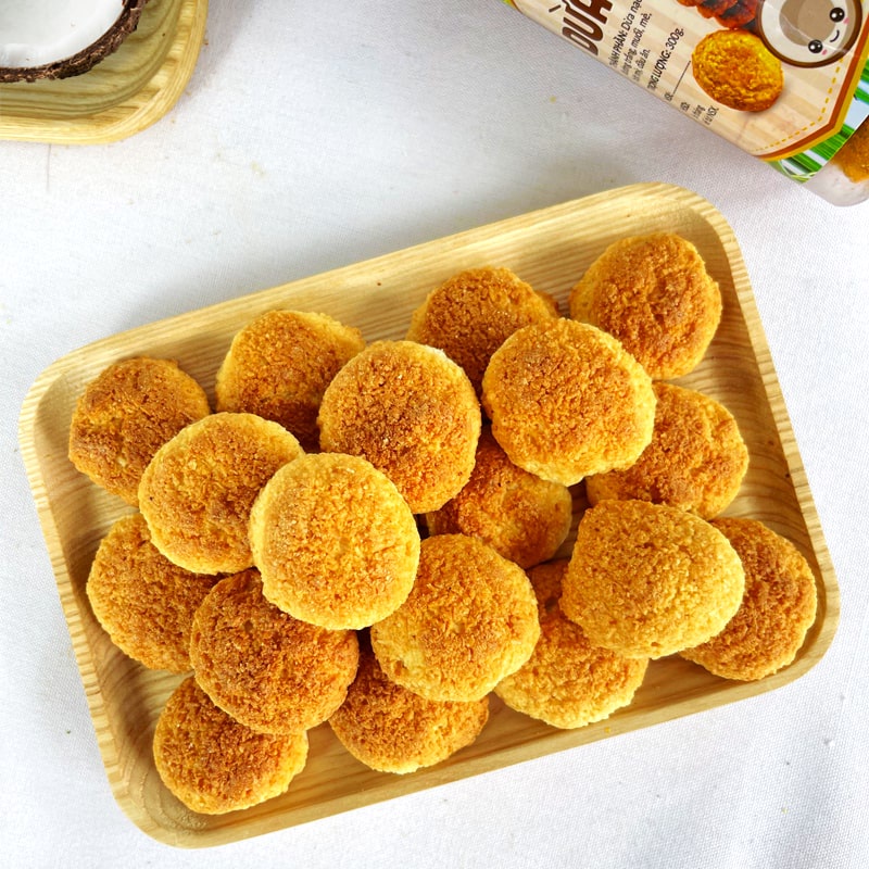 Bánh dừa nướng sấy Bến Tre giòn cao cấp 300g bánh dừa sấy ăn vặt healthy LHYFOOD đặc sản Việt Nam