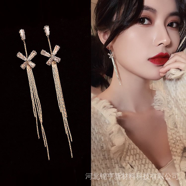 Khuyên Tai Dáng Dài Mạ Bạc 925 Hình Bướm Phối Tua Rua Cao Cấp Thời Trang Dành Cho Nữ