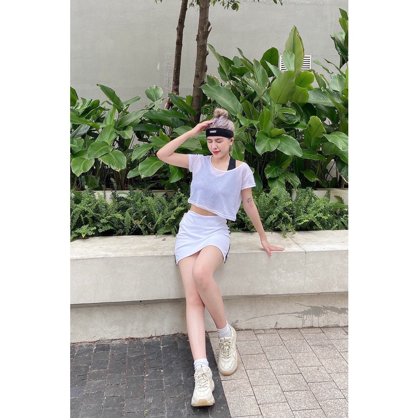 Áo croptop lưới mặc ngoài tập thể thao, gym, yoga