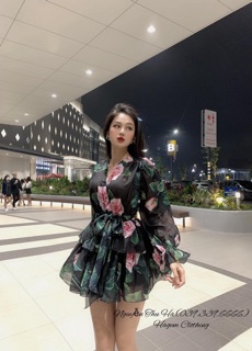 Váy voan hoa xếp tầng (2 màu)