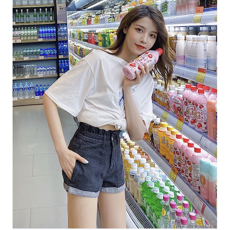 Quần short jean lưng thun dành cho BigSize Nữ lưng cao, co dãn mạnh, đang hot trend 3974 molijean
