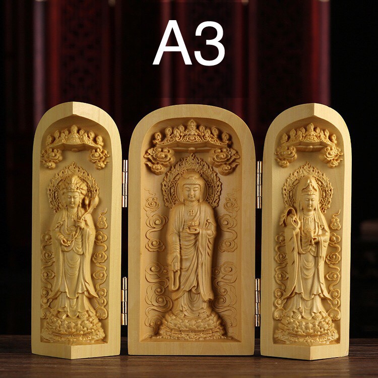 Bộ 3 tượng phật gỗ gấp gọn | BigBuy360 - bigbuy360.vn