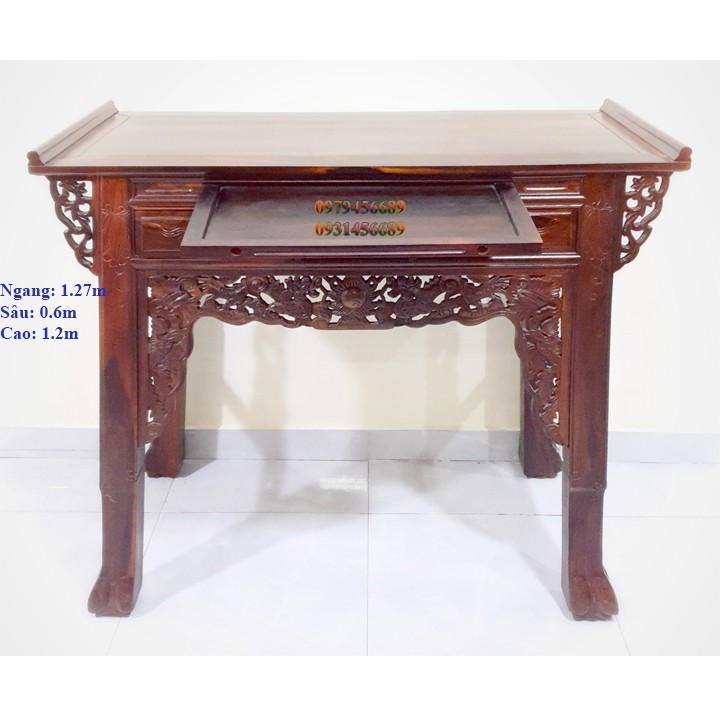 Bàn thờ gia tiên một tầng gỗ muồng ngang 1.27m