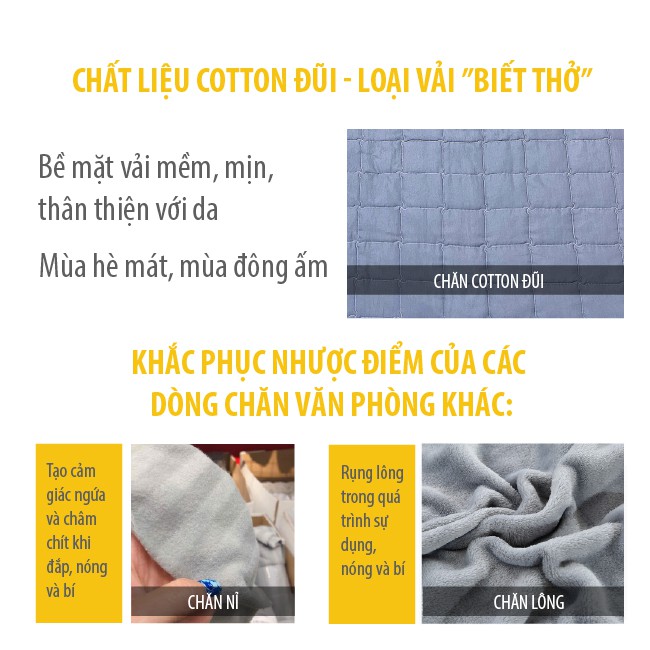 Set Chăn Gối Văn Phòng Cotton Đũi Mềm Mịn & Thoáng Mát [Ảnh & Video]