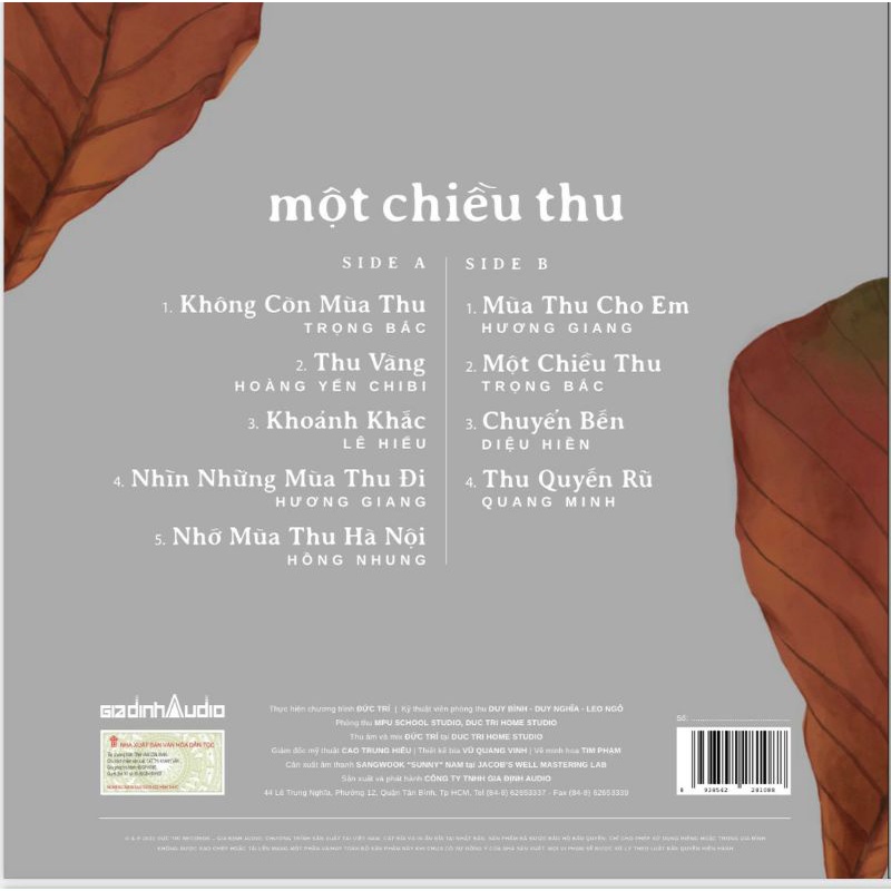 Đĩa than vinyl Một Chiều Thu - phát hành 31/12