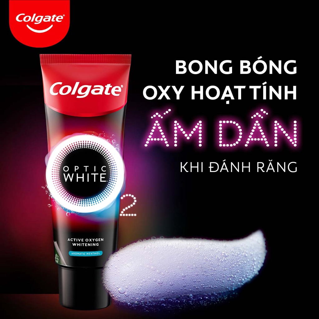 Bộ 2 Kem Đánh Răng Colgate Optic White O2 Oxy Hoạt Tính trắng răng 3 ngày 85g